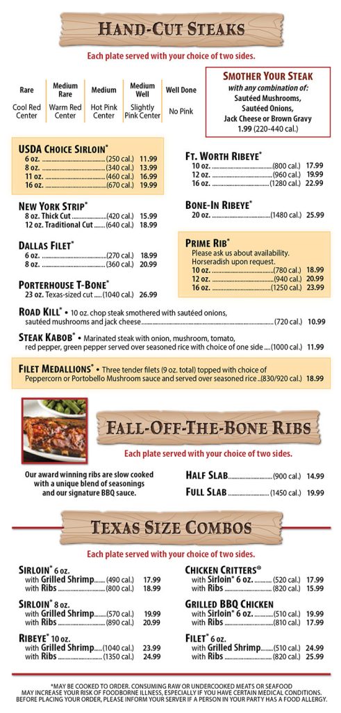 Texas Roadhouse Cheap Menu