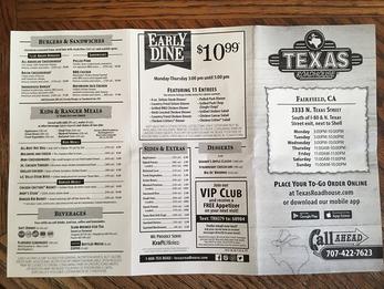 Texas Roadhouse to Go Menu